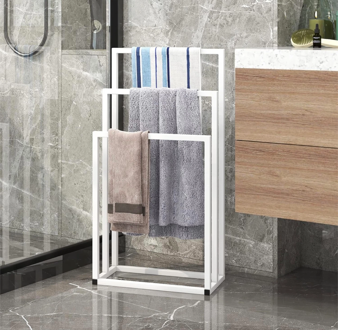 3-Tier White Metal Towel Rack - photo 3