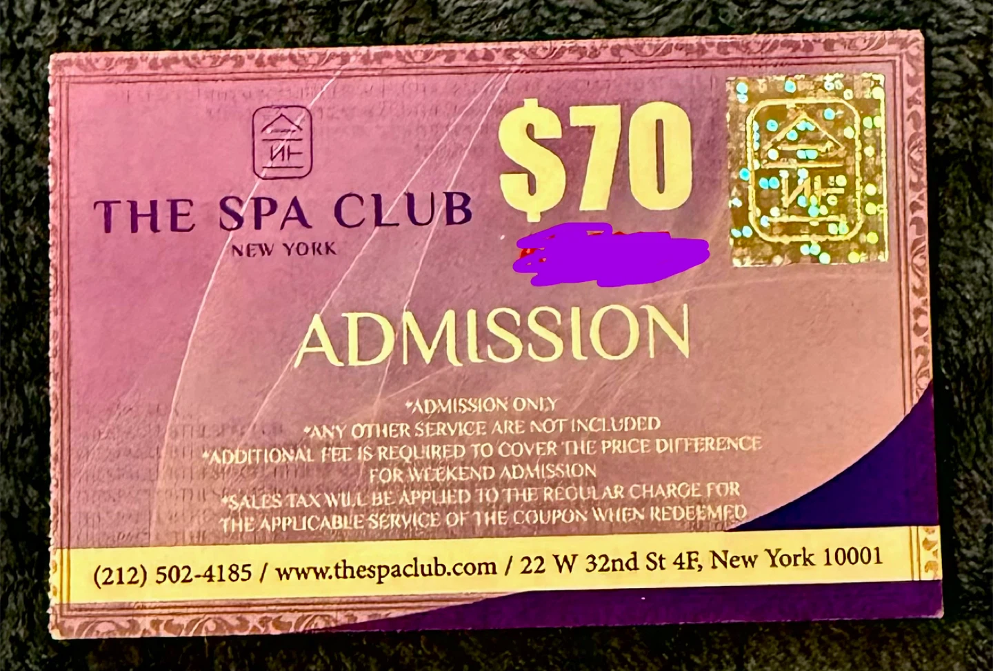 The Spa Club New York Admission Tickets