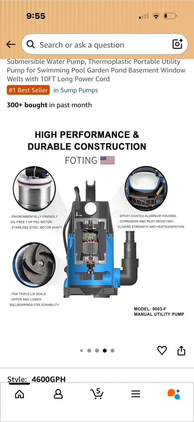 FOTING Submersible Utility Pump 4600GPH - photo 5