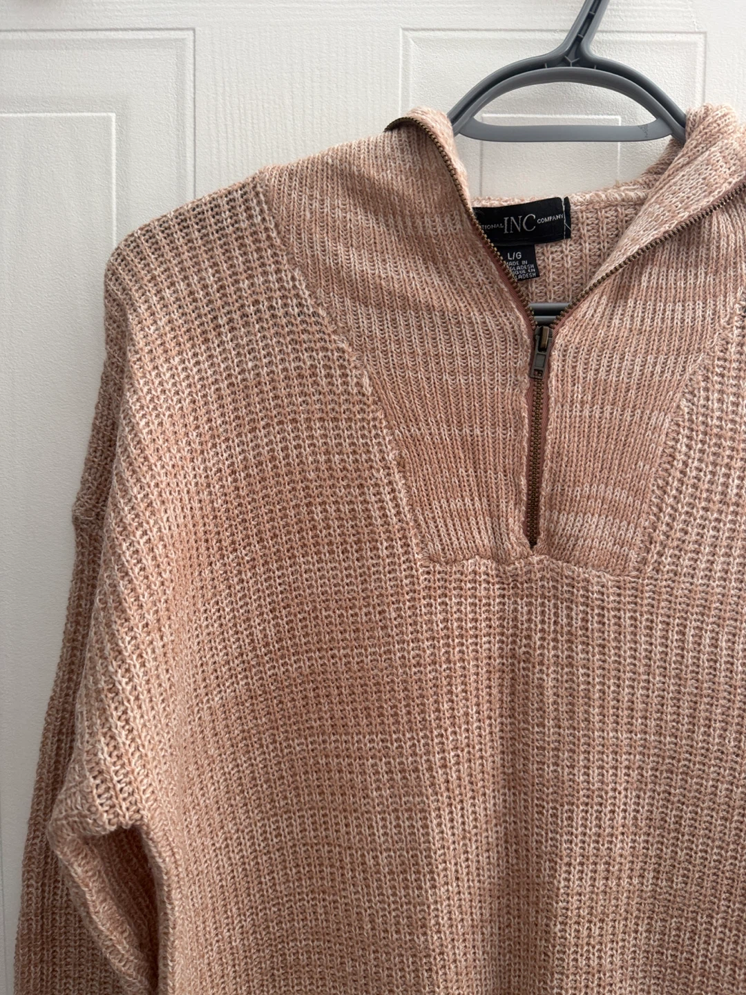 INC International Concepts Women's Quarter Zip Sweater - Pink