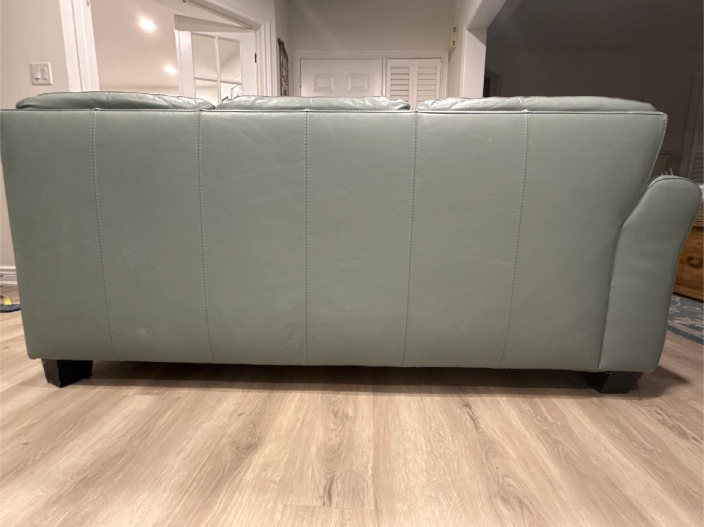 Light Blue Leather Sofa Section - photo 2