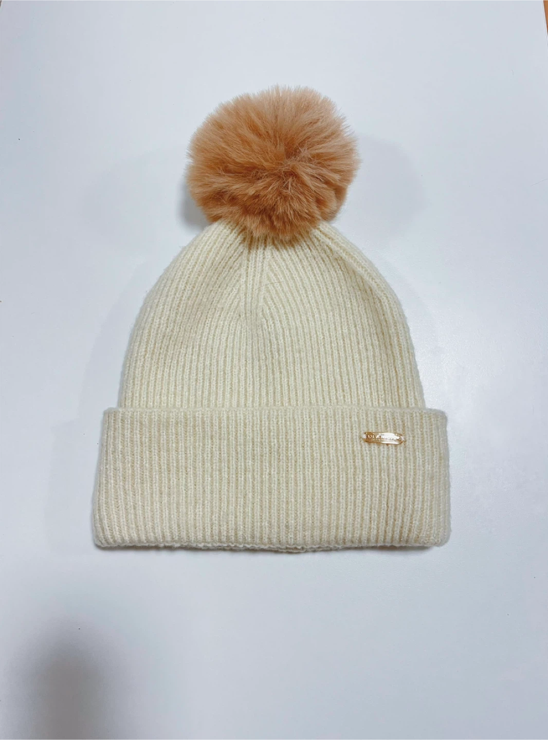 Steve Madden Cream Pom Beanie - One Size