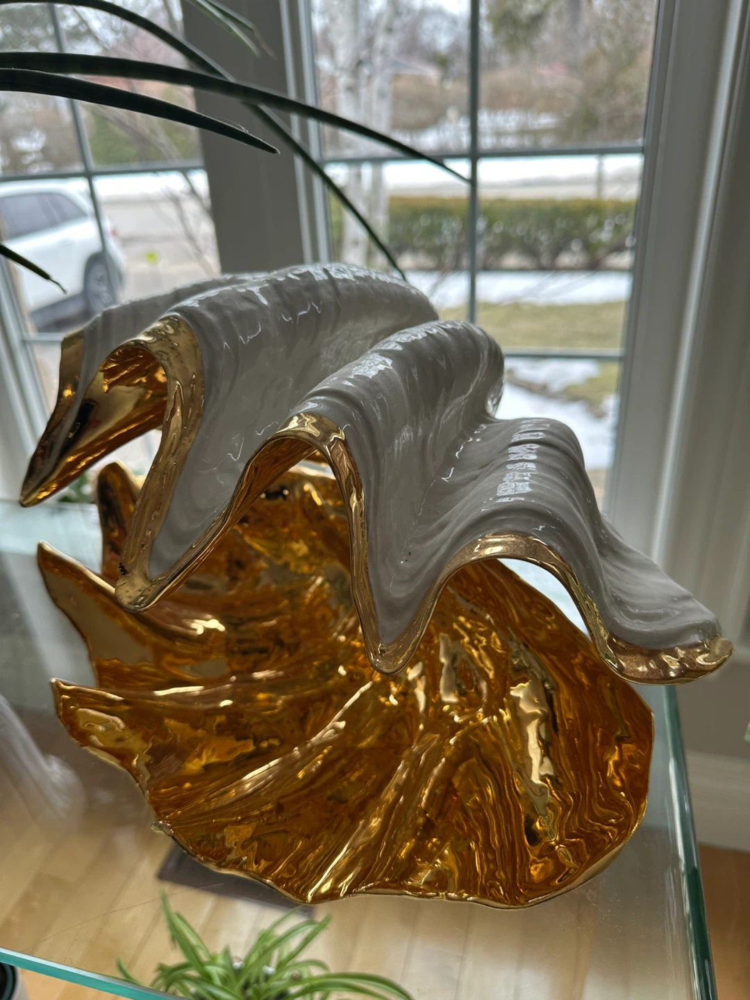 Clam Shell Bowl with Gold Interior - photo 2