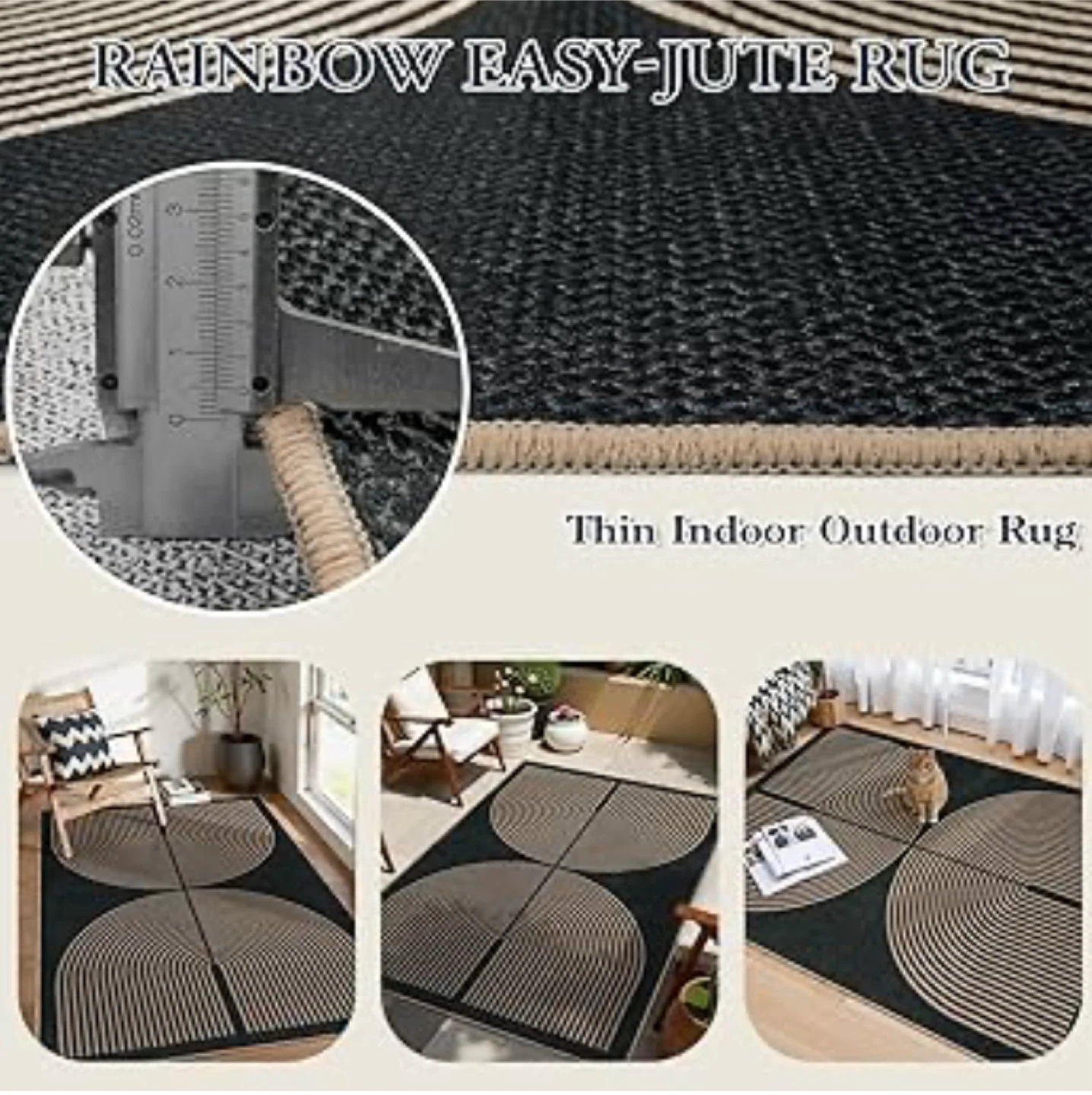 Neutral Jute Area Rug 4x6 - photo 3