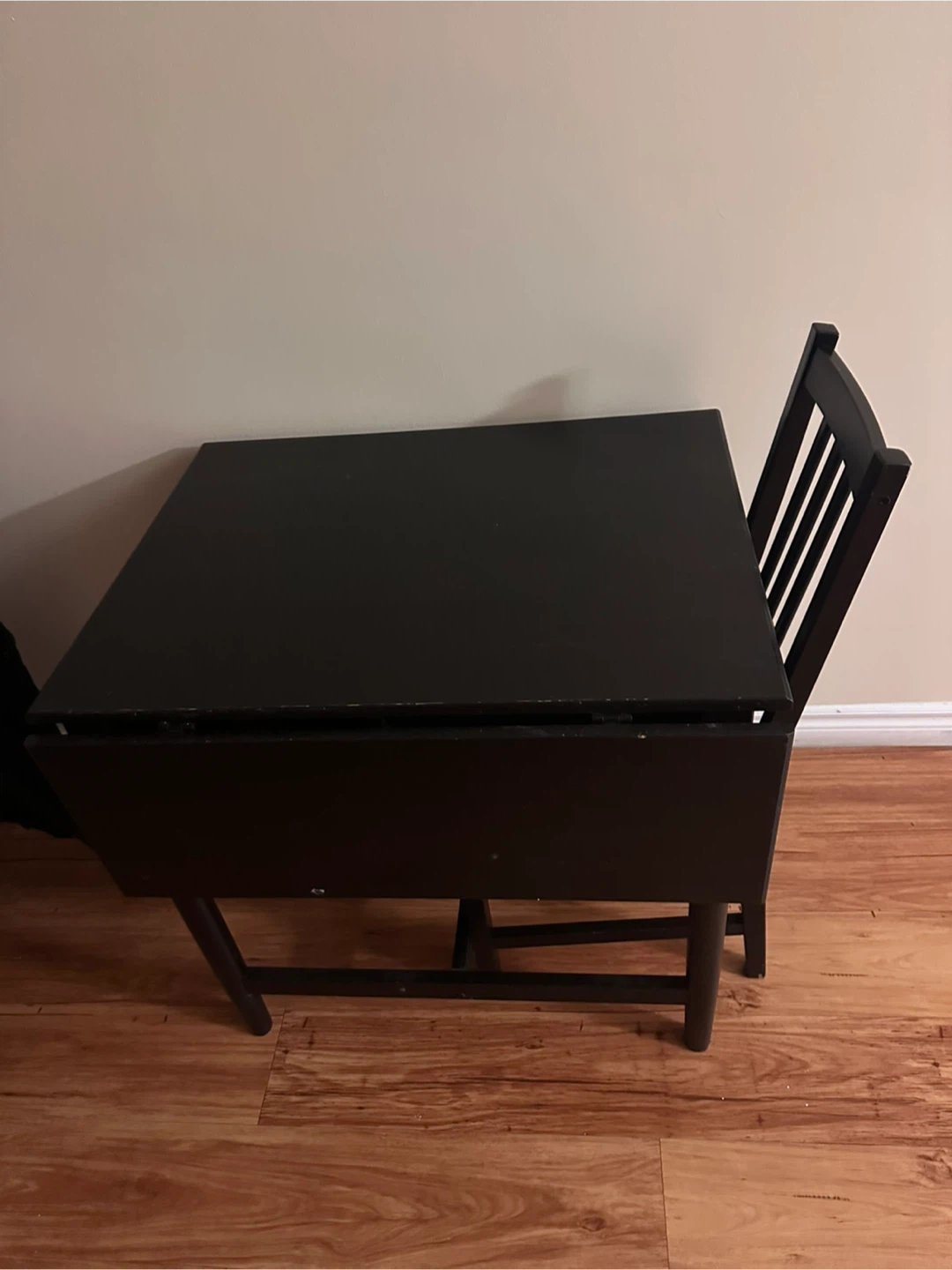 Black Drop-Leaf Table and Chair Set