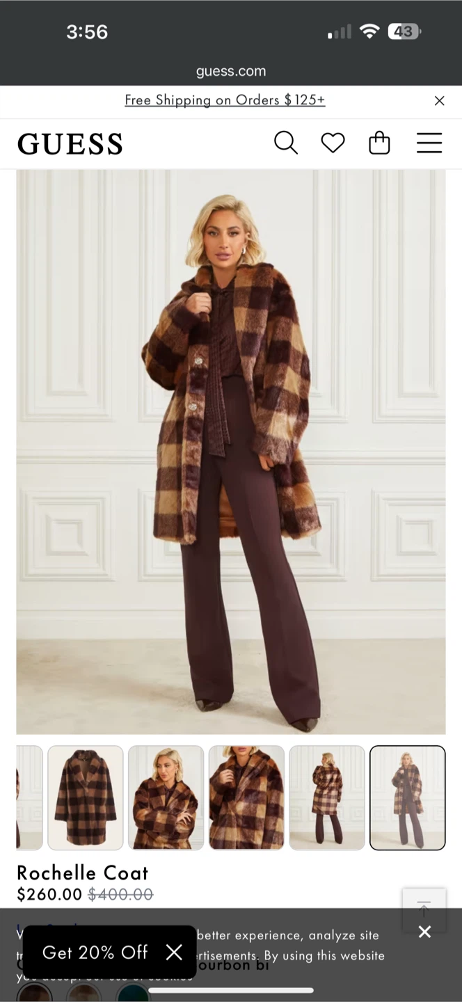 GUESS Rochelle Faux Fur Plaid Coat - photo 2