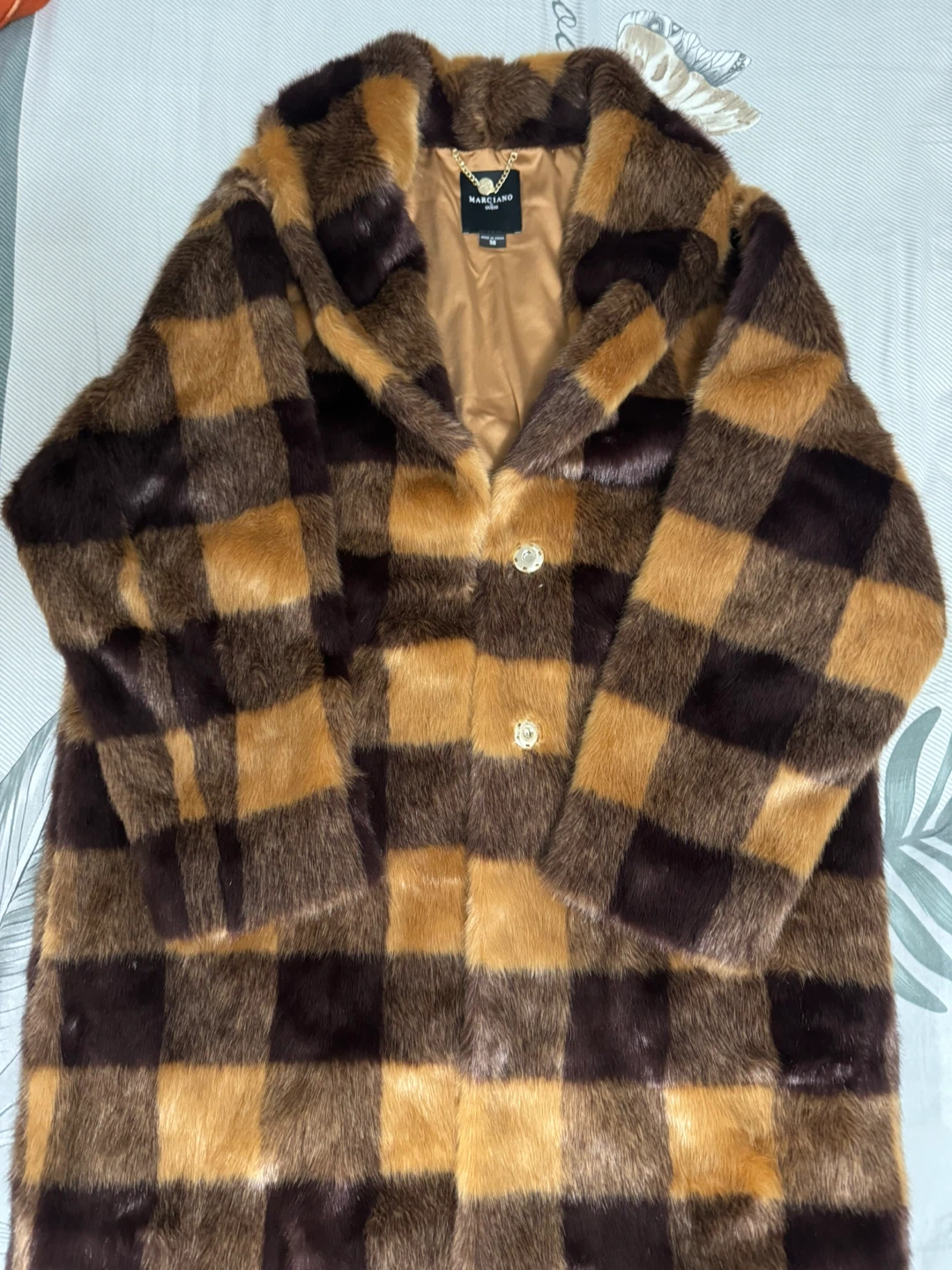 GUESS Rochelle Faux Fur Plaid Coat - photo 3