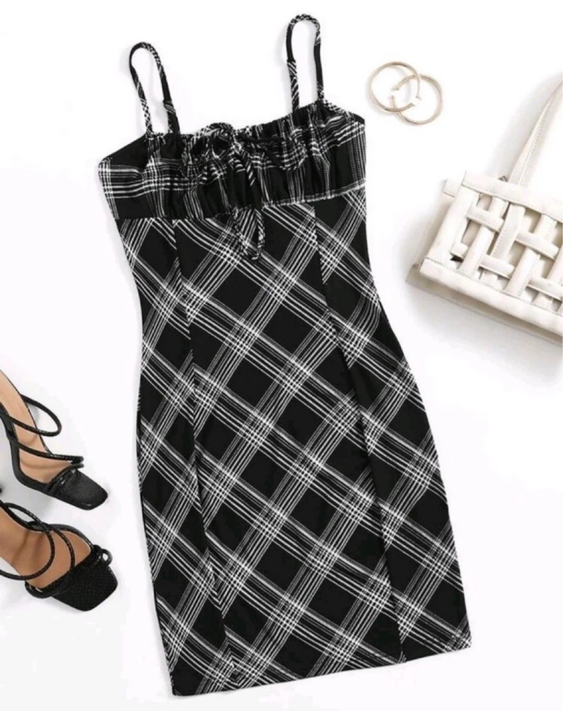 Black and White Plaid Mini Dress