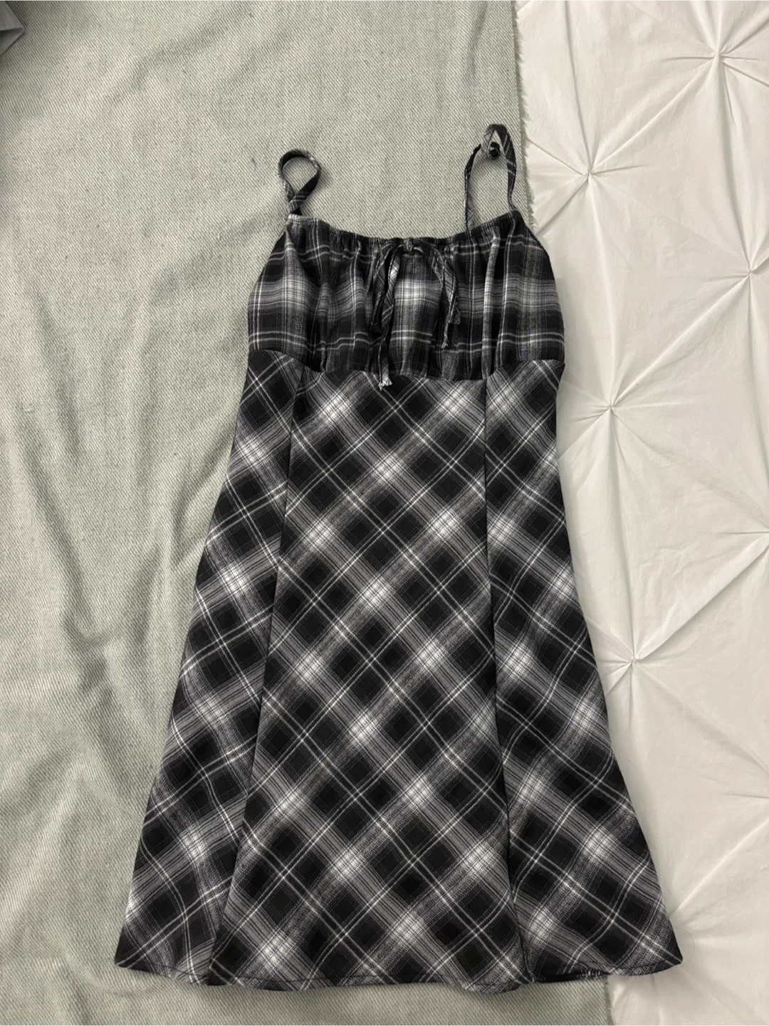 Black and White Plaid Mini Dress - photo 2