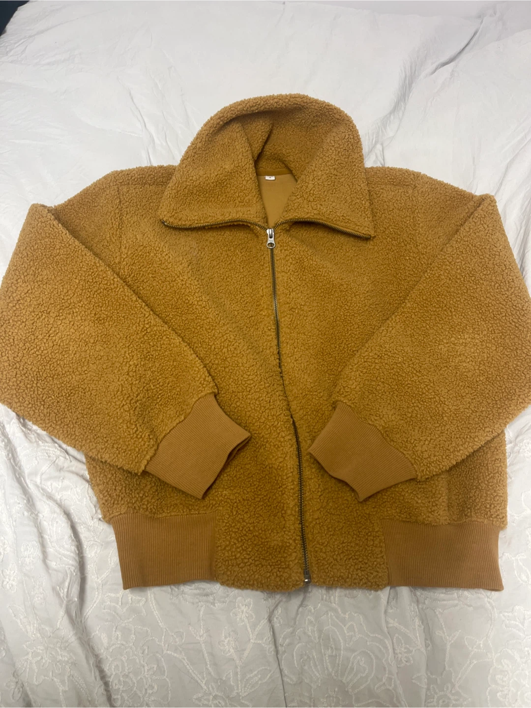Brown Sherpa Zip-Up Jacket Uniclo