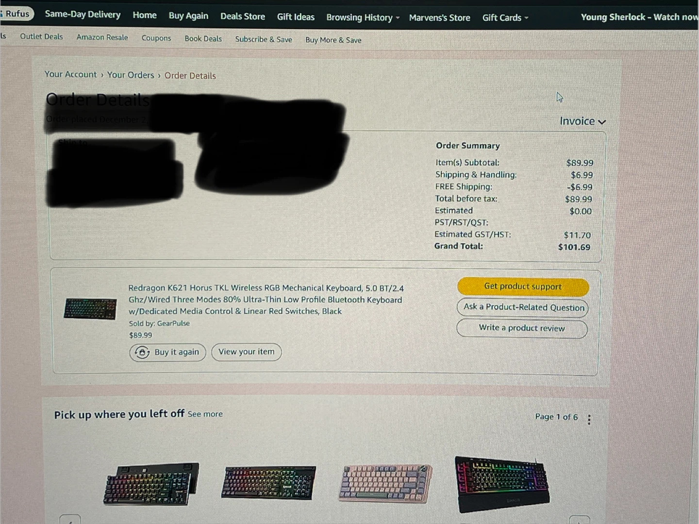 Redragon K621 Horus TKL Wireless RGB Mechanical Keyboard - photo 5