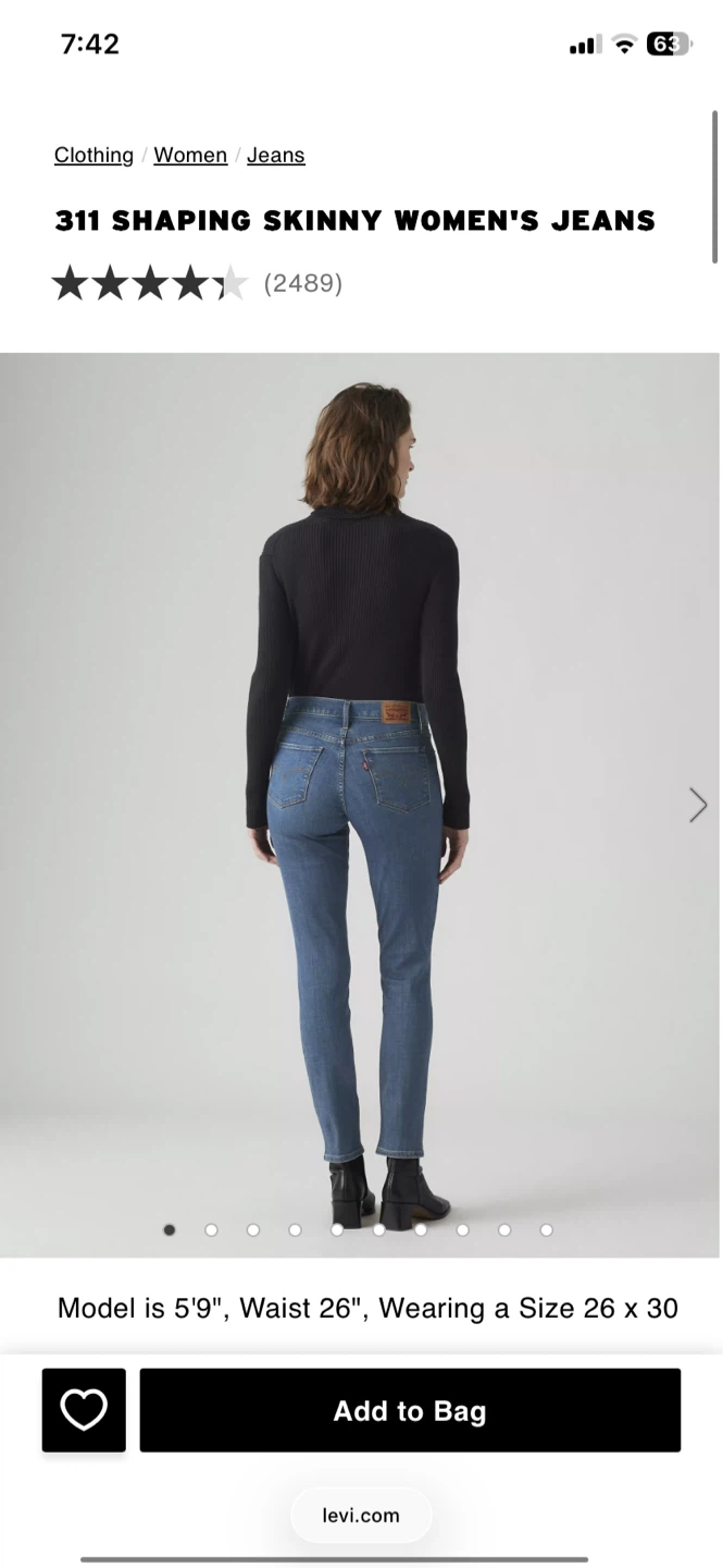 Levi's 311 Jeans - Size 27