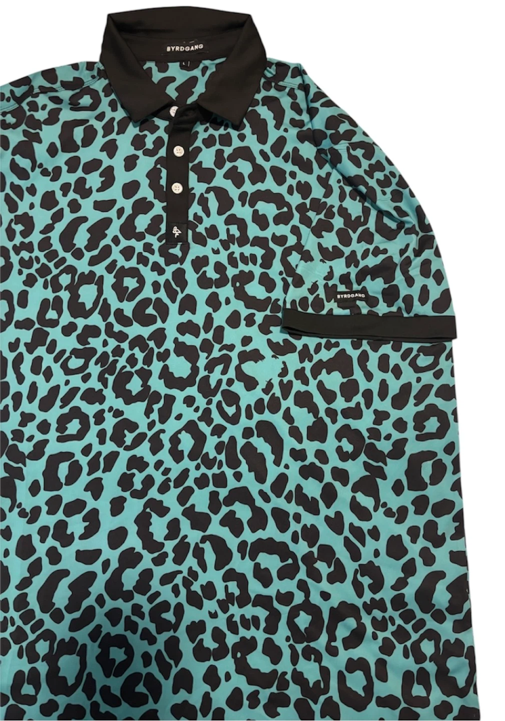 BYRDGANG Men's Leopard Print Polo Shirt - Size L - photo 3