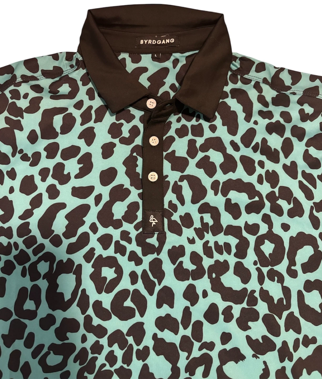 BYRDGANG Men's Leopard Print Polo Shirt - Size L - photo 2