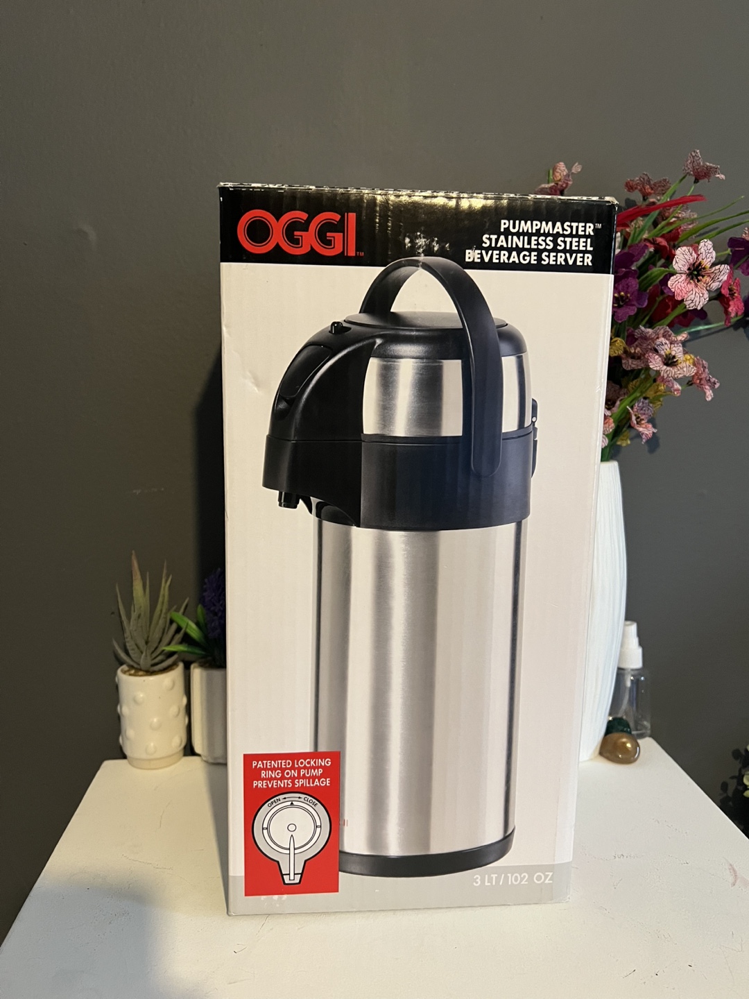 OGGI Pumpmaster Stainless Steel Beverage Server 3 Liter