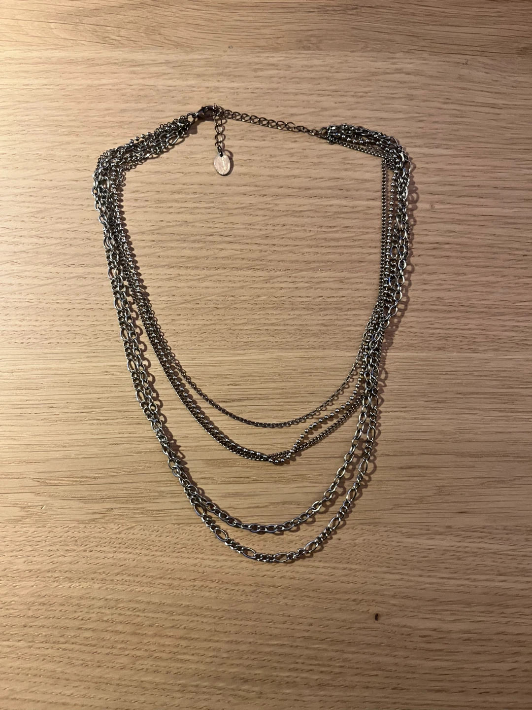 Multi-layered silver necklace