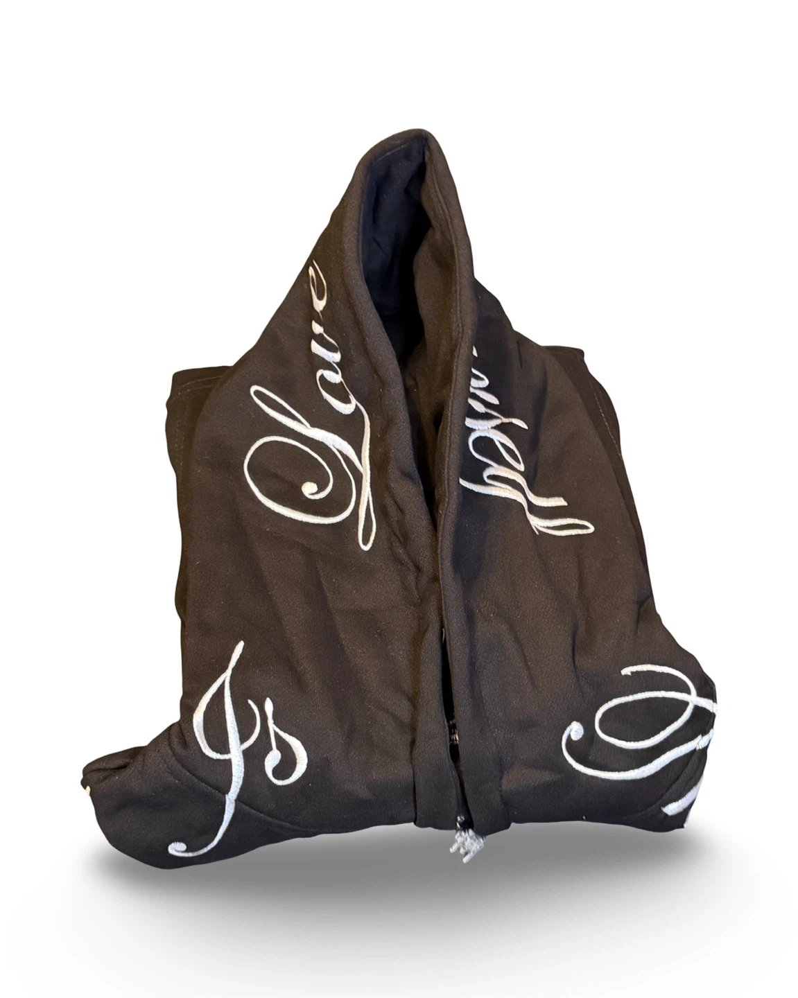 YOURS TRULY - Black Zip-Up Hoodie with Script Text