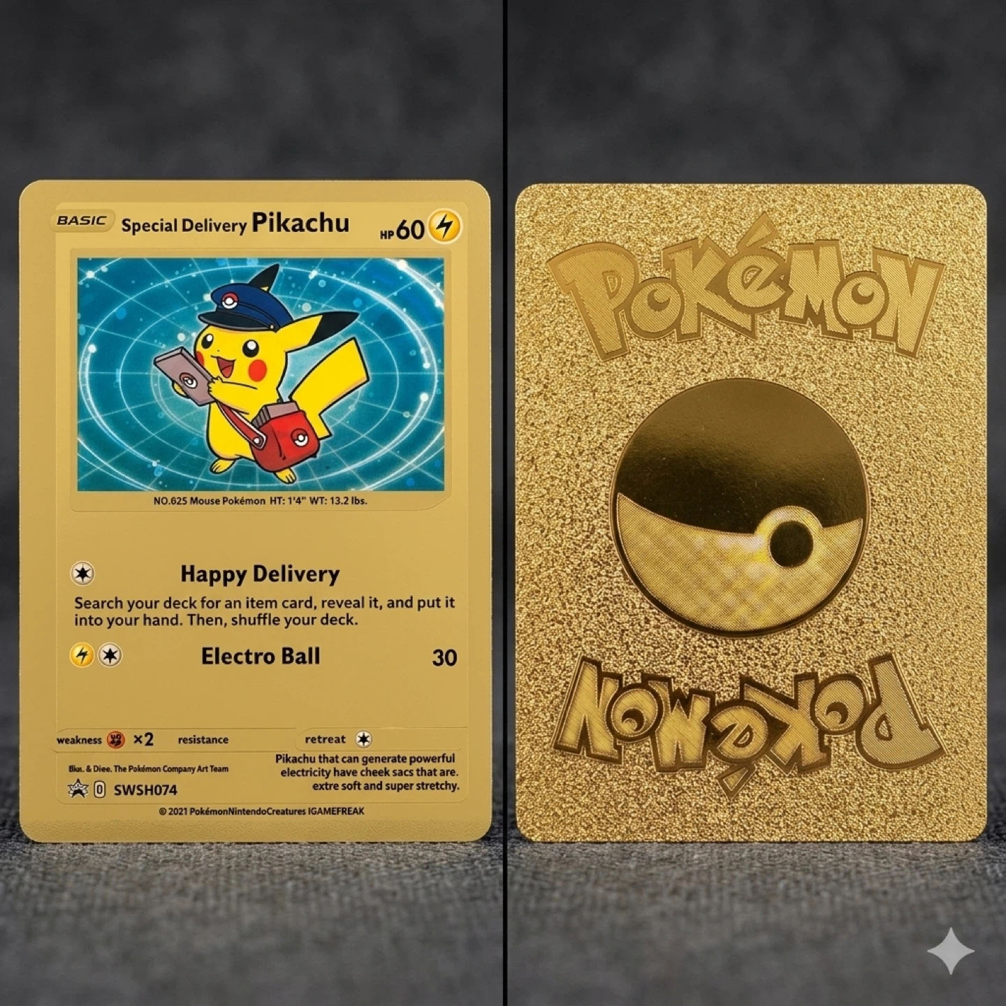 Gold Holographic Special Delivery Pikachu Pokémon Card