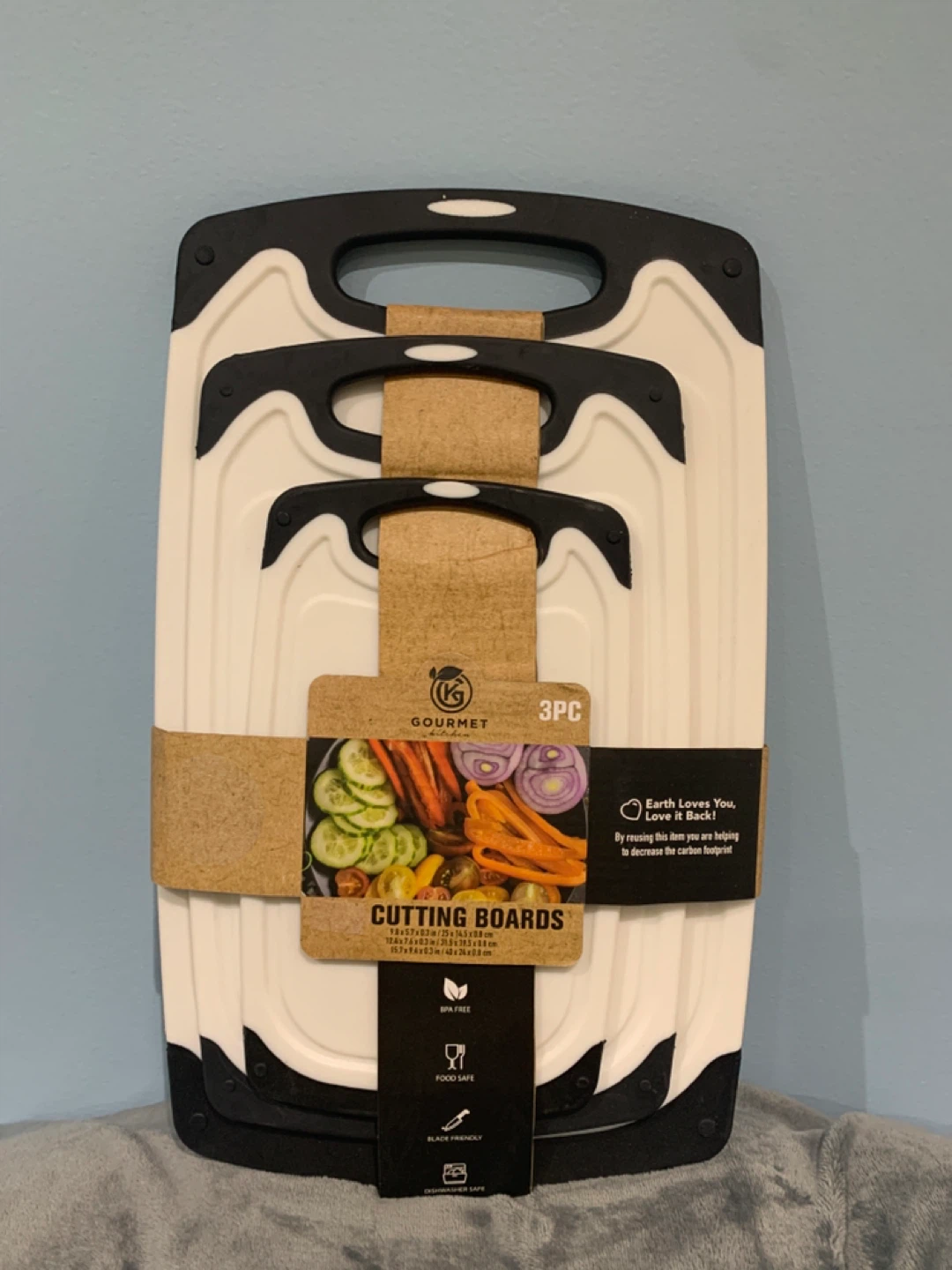 Gourmet Kitchen 3-Piece Cutting Board Set