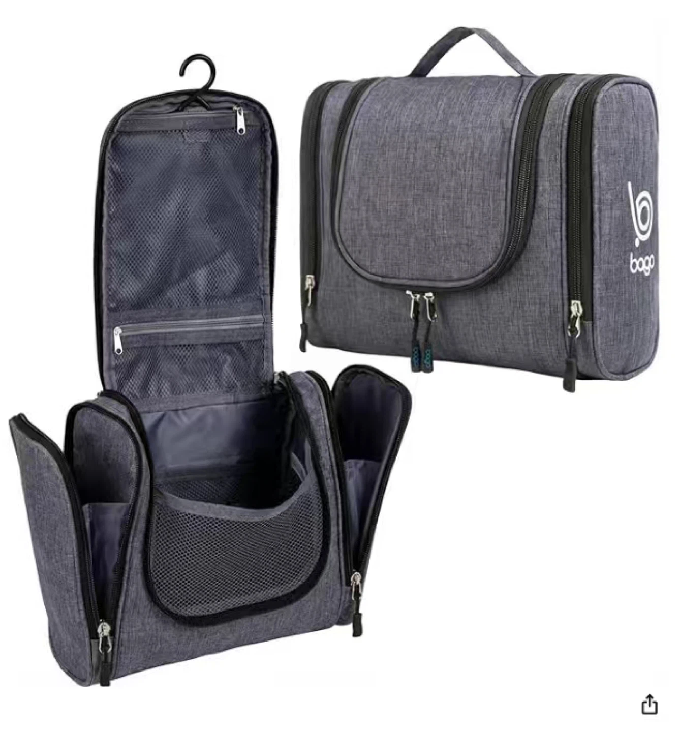Bago Grey Hanging Toiletry Bag