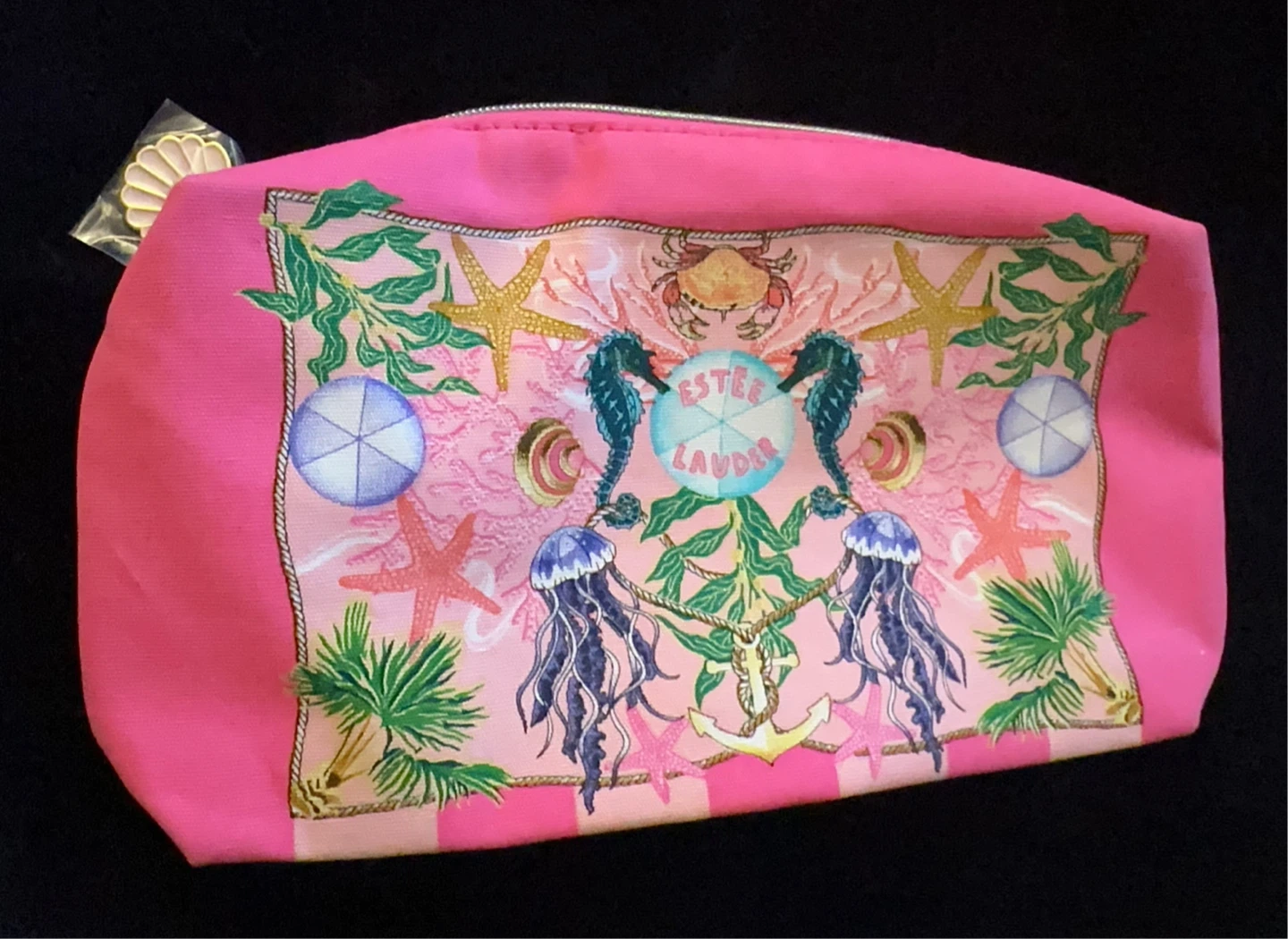 Estée Lauder Sea Printed Cosmetic Makeup Bag Pink