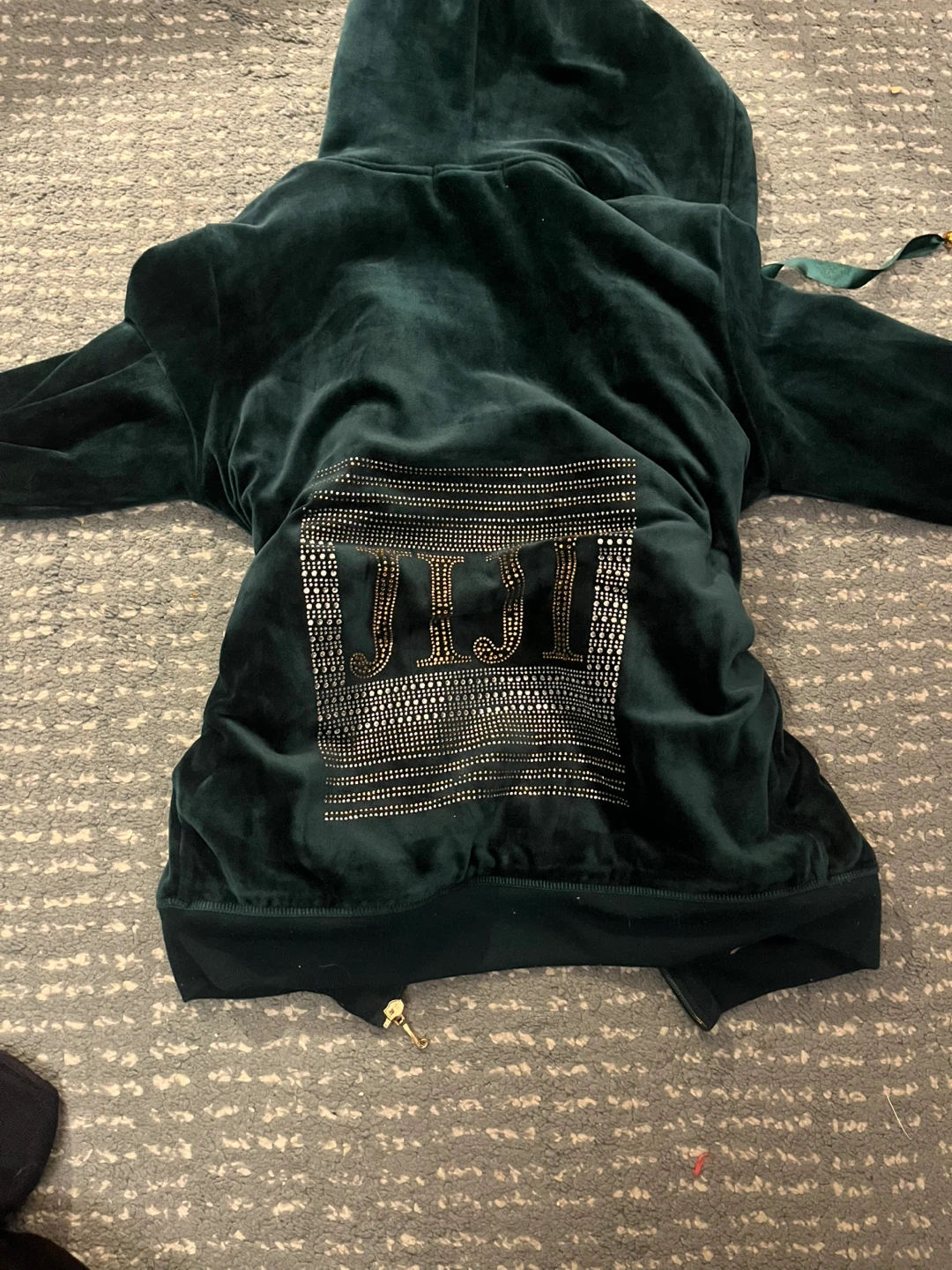 velvet green vintage fur hoodie - photo 2