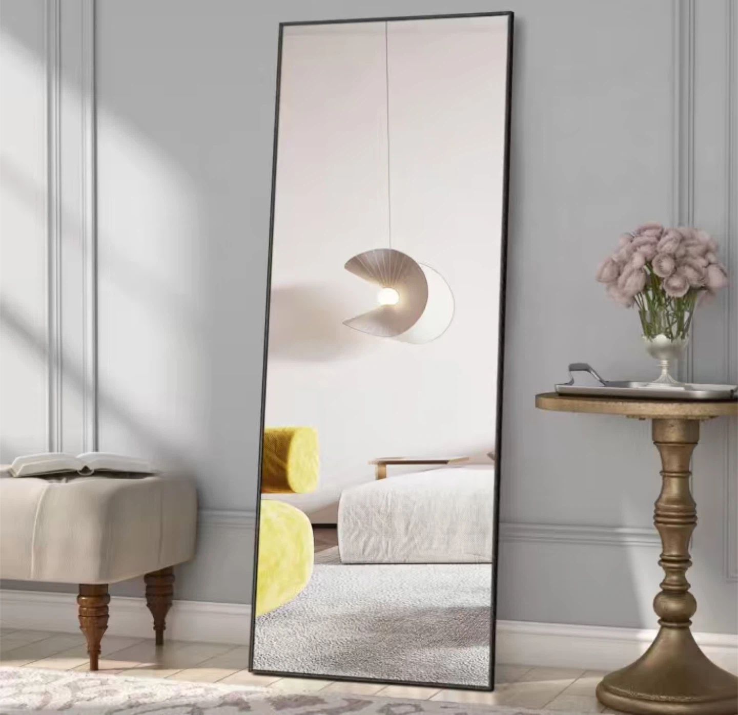 59"x20"Full Length Mirror Framed Rectangular Mirror in Black