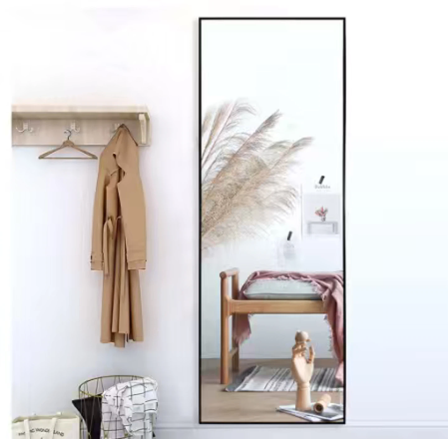 59"x20"Full Length Mirror Framed Rectangular Mirror in Black - photo 3