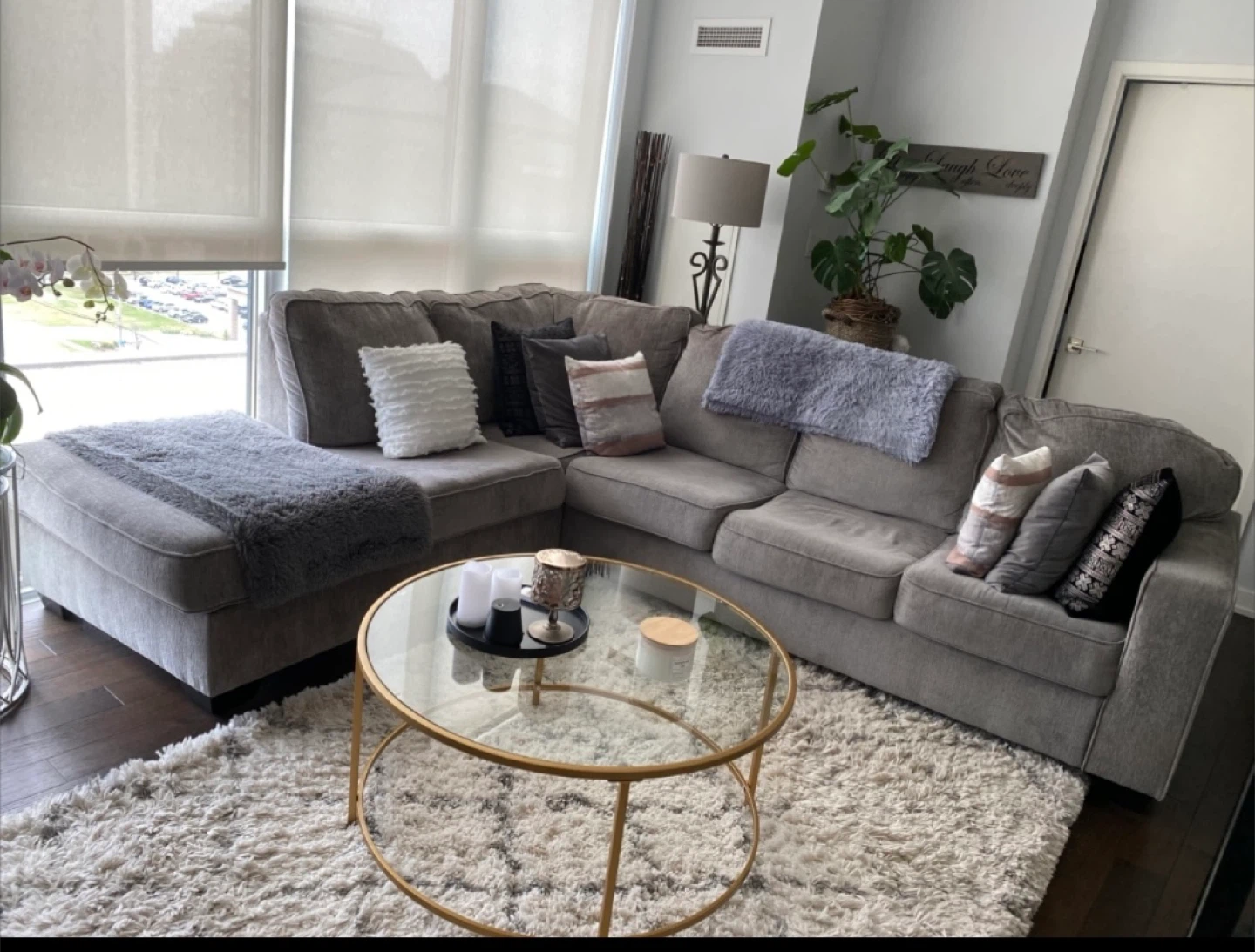 Grey Sectional Sofa with Chaise