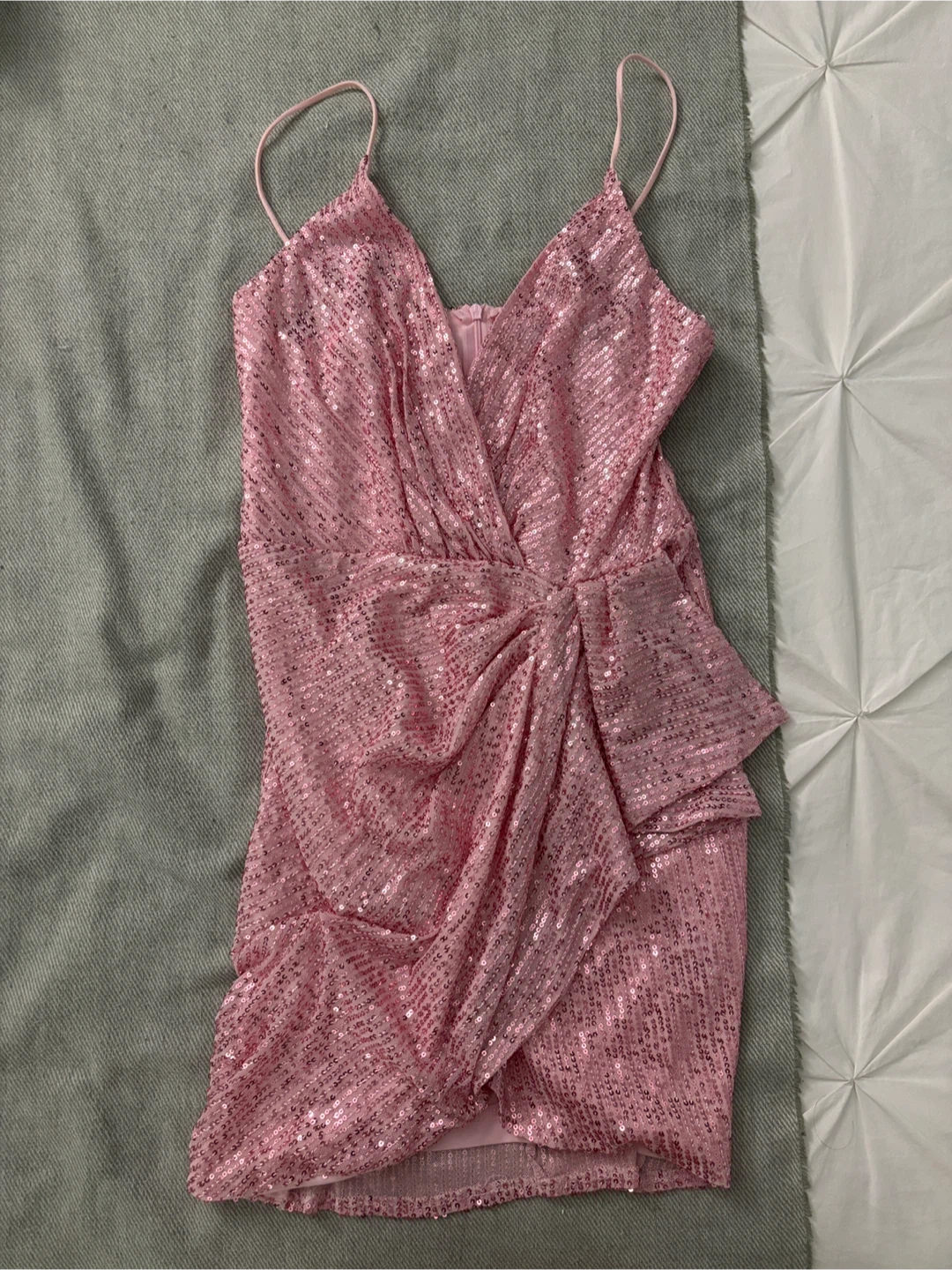 Sparkly Pink Ruched Mini Dress - photo 2