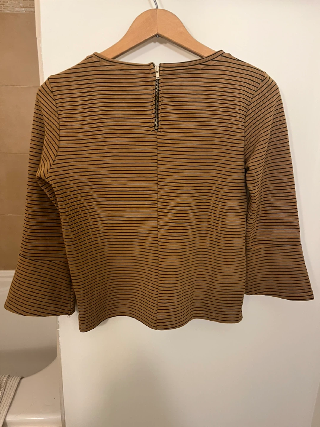 Stradivarius Brown Striped Long Sleeve Top - photo 2