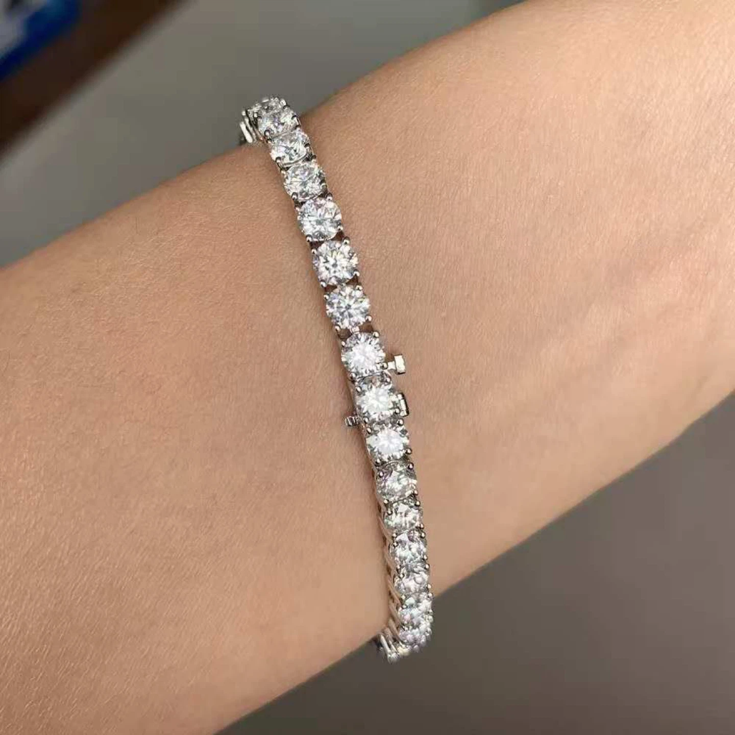 Sterling Silver Tennis Bracelet with Moissanite Stones