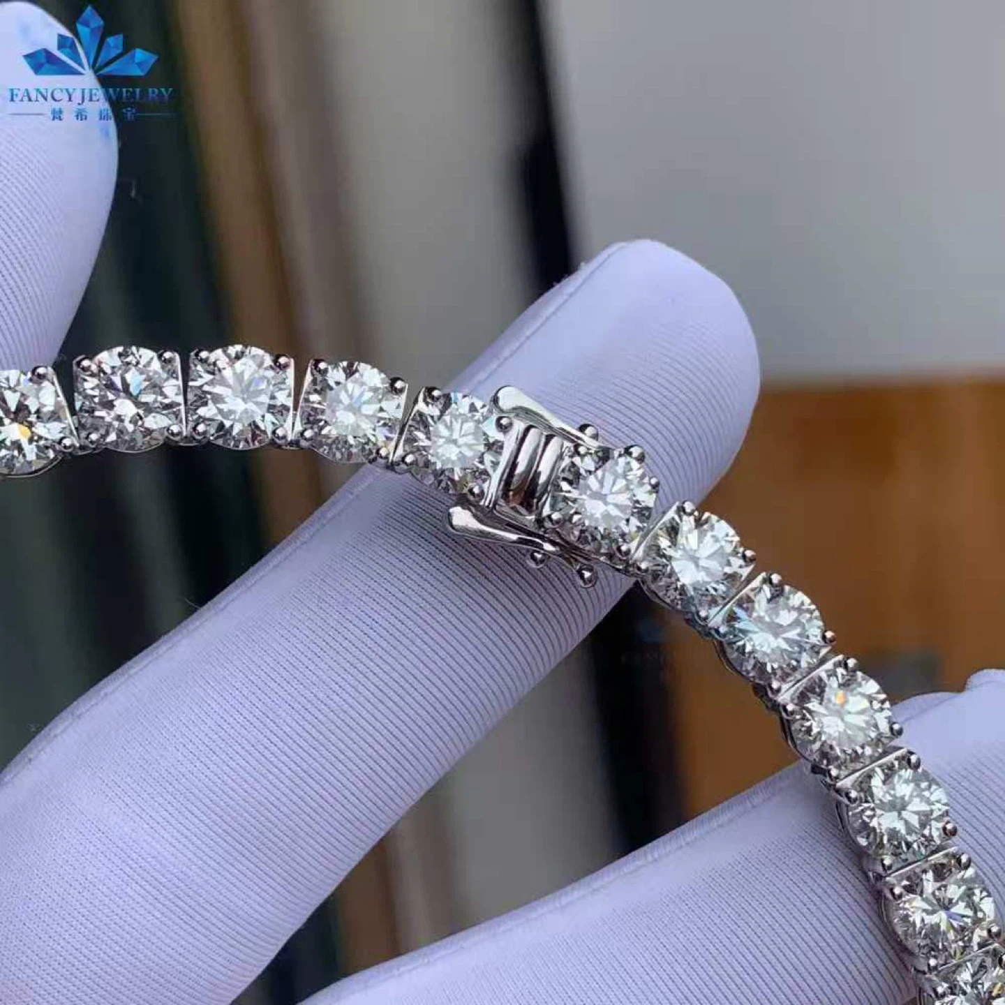 Sterling Silver Tennis Bracelet with Moissanite Stones - photo 2