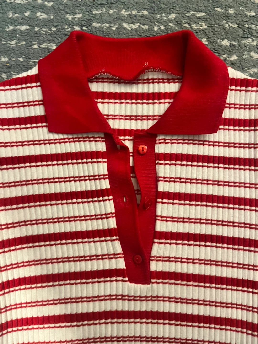 ZARA red and white striped crop top - photo 2