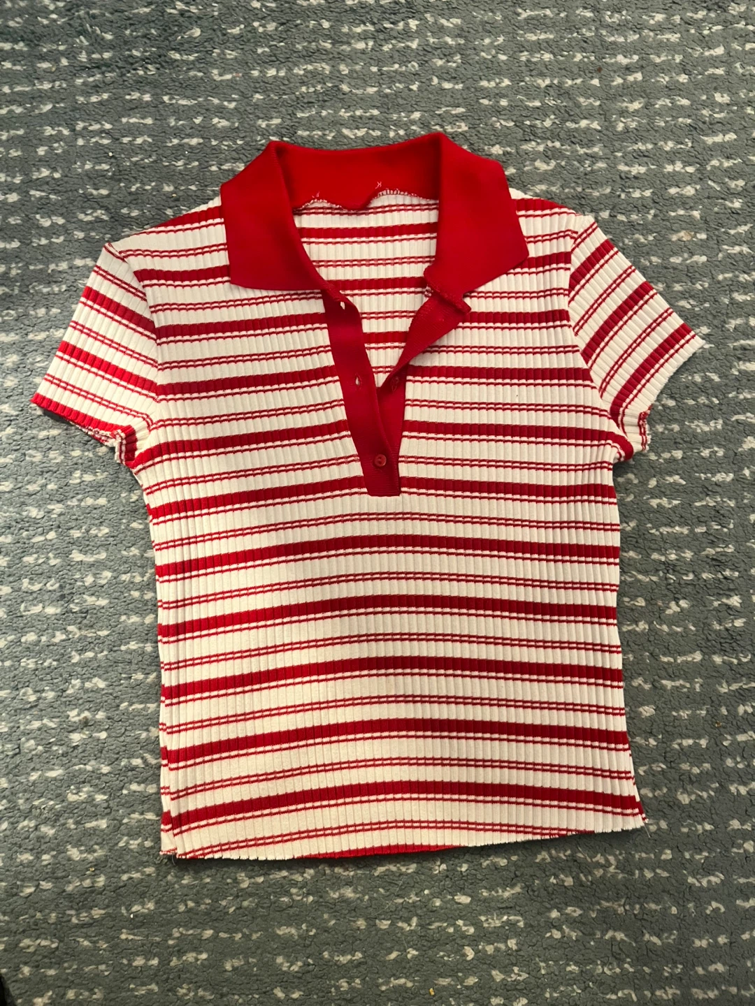 ZARA red and white striped crop top