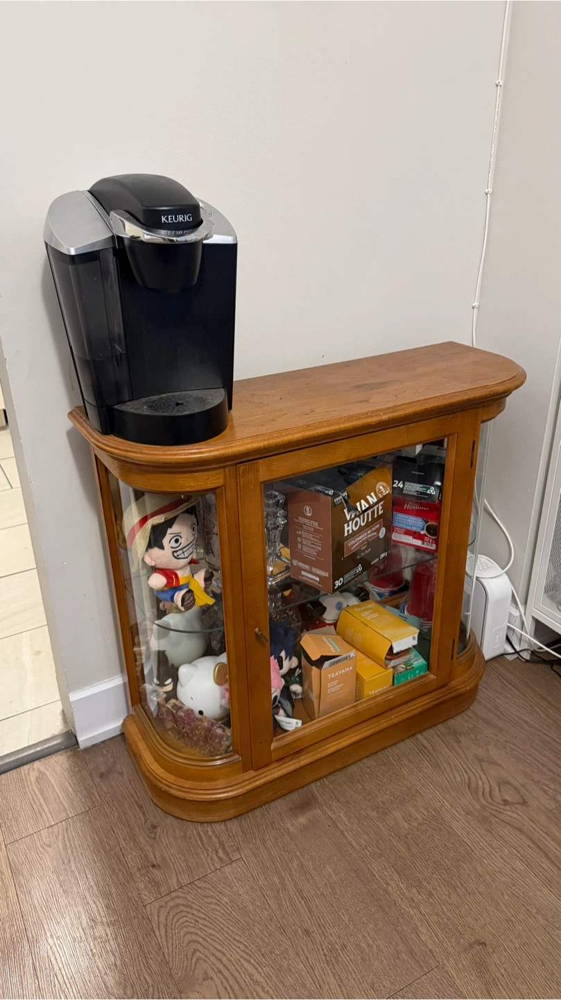 Wooden Curio Cabinet with Glass Doors