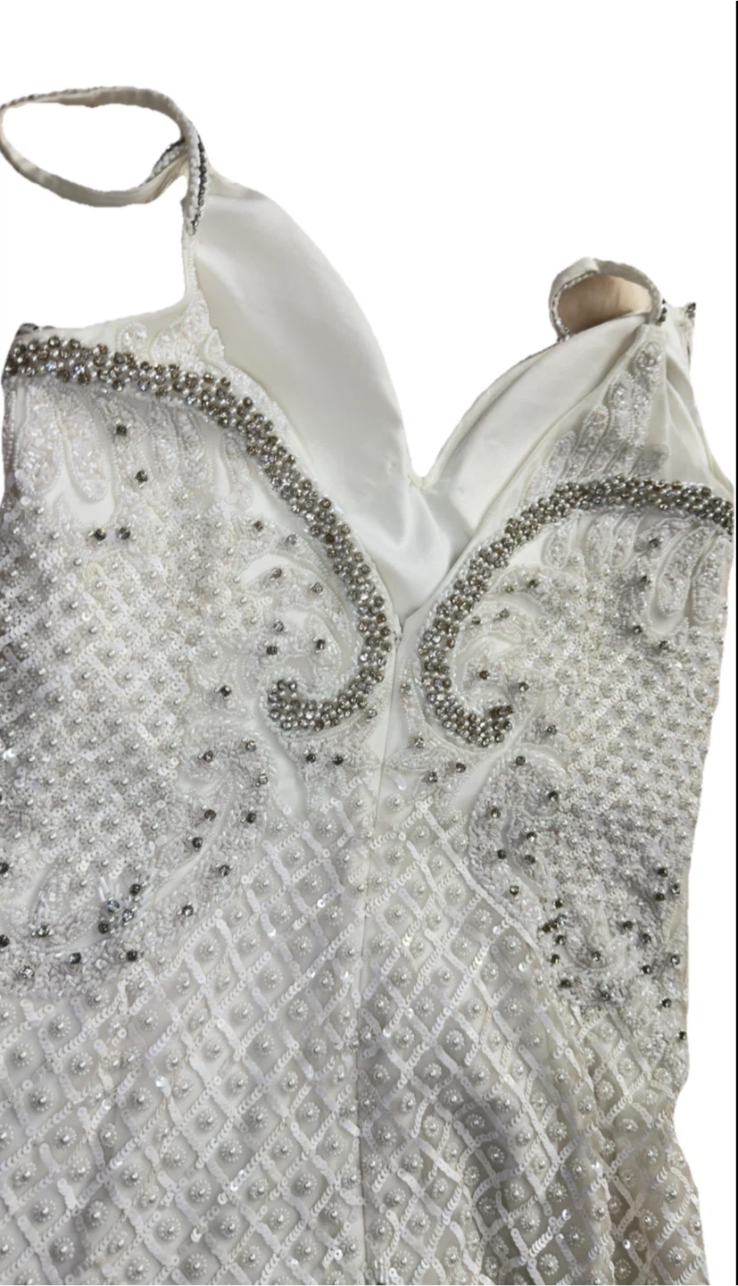 Jovani White Beaded Embellished Spaghetti Strap Dress - photo 5