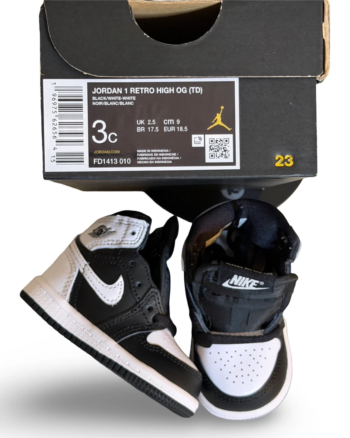 Jordan 1 Retro High OG (TD) Black/White Toddler Shoes
