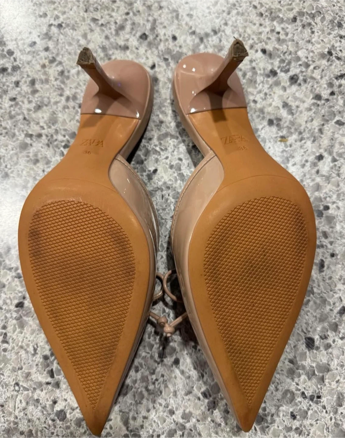 ZARA Nude Bow Pointed Toe Heels - Size 36 - photo 3