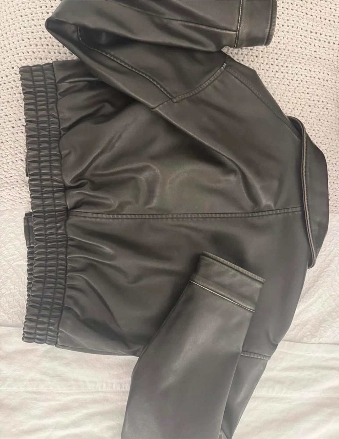 Zara Faux Leather Cropped Bomber Jacket - photo 2