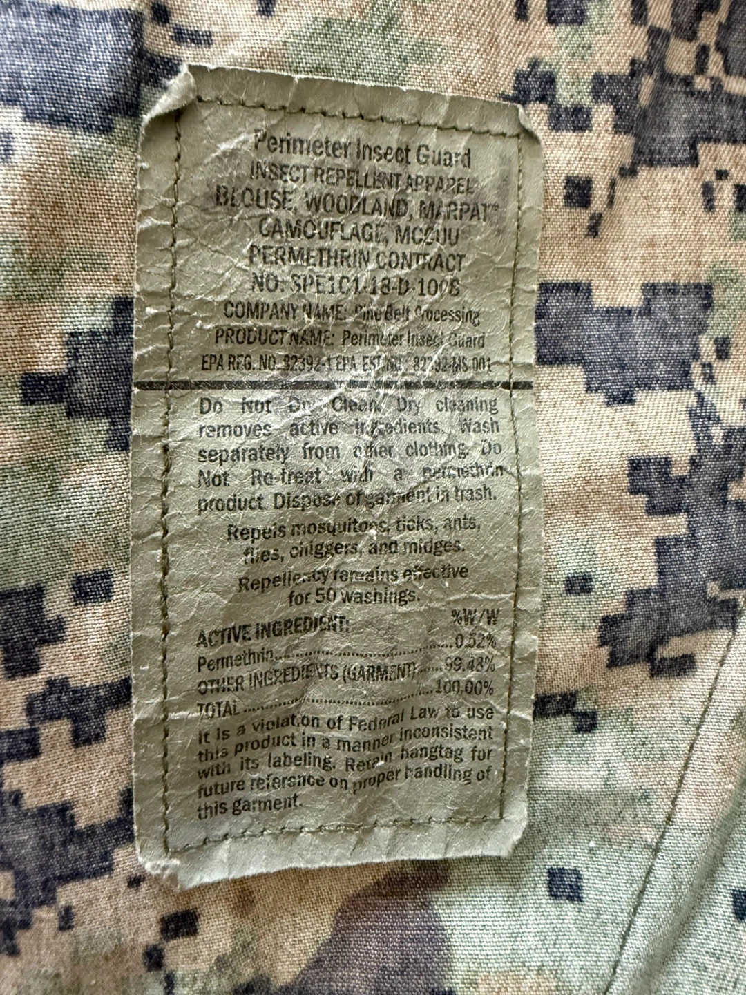 US Marines Woodland Camo Permethrin Insect Repellent Blouse - photo 4