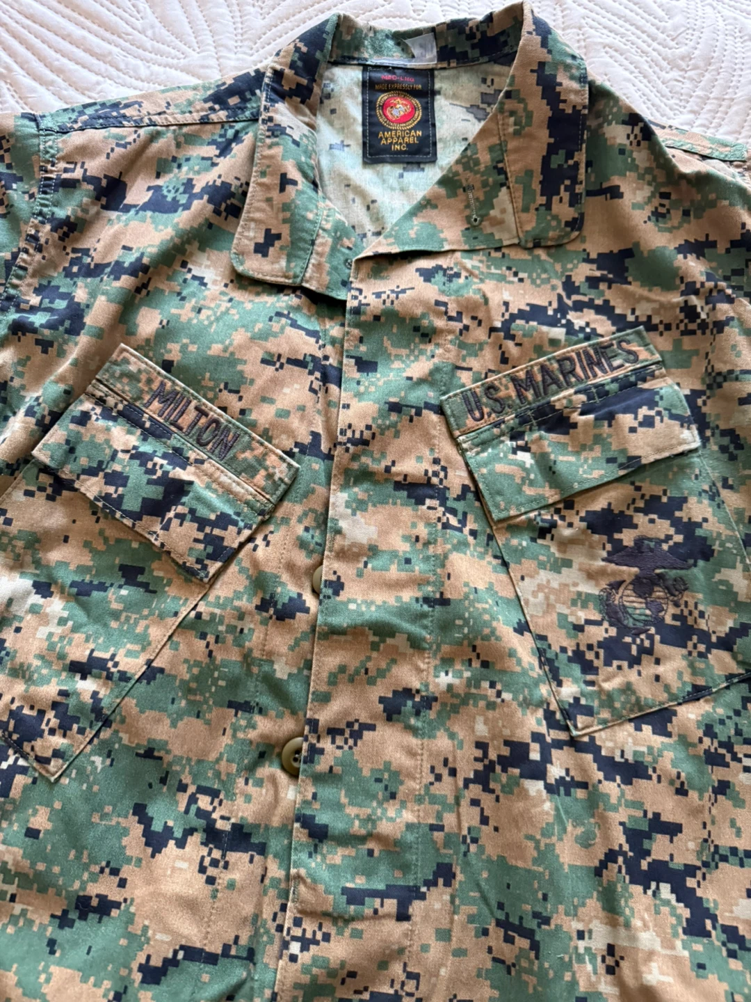 US Marines Woodland Camo Permethrin Insect Repellent Blouse - photo 5