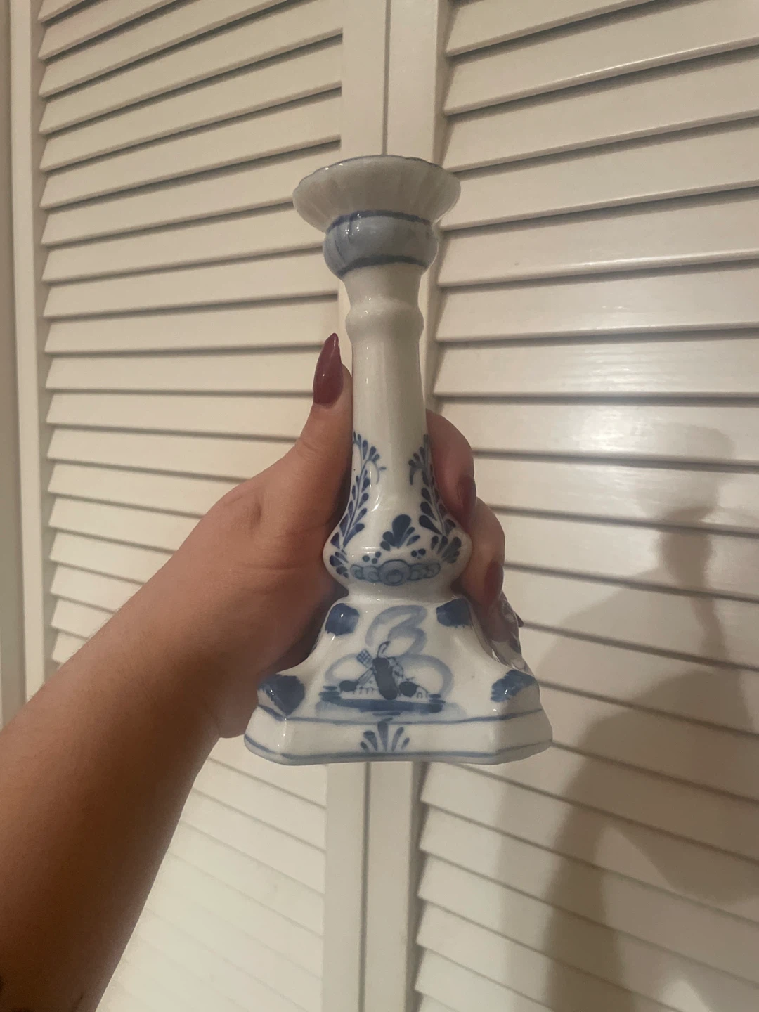 Delft Blue Hand-Painted Candlestick Holder - photo 2