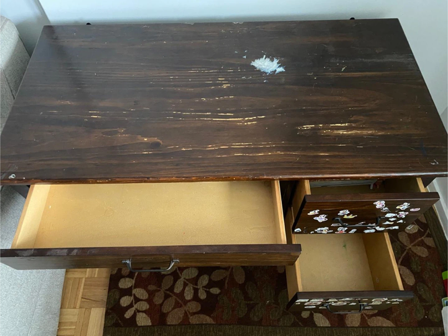 Dark Wood Desk with Drawers- office table - photo 2
