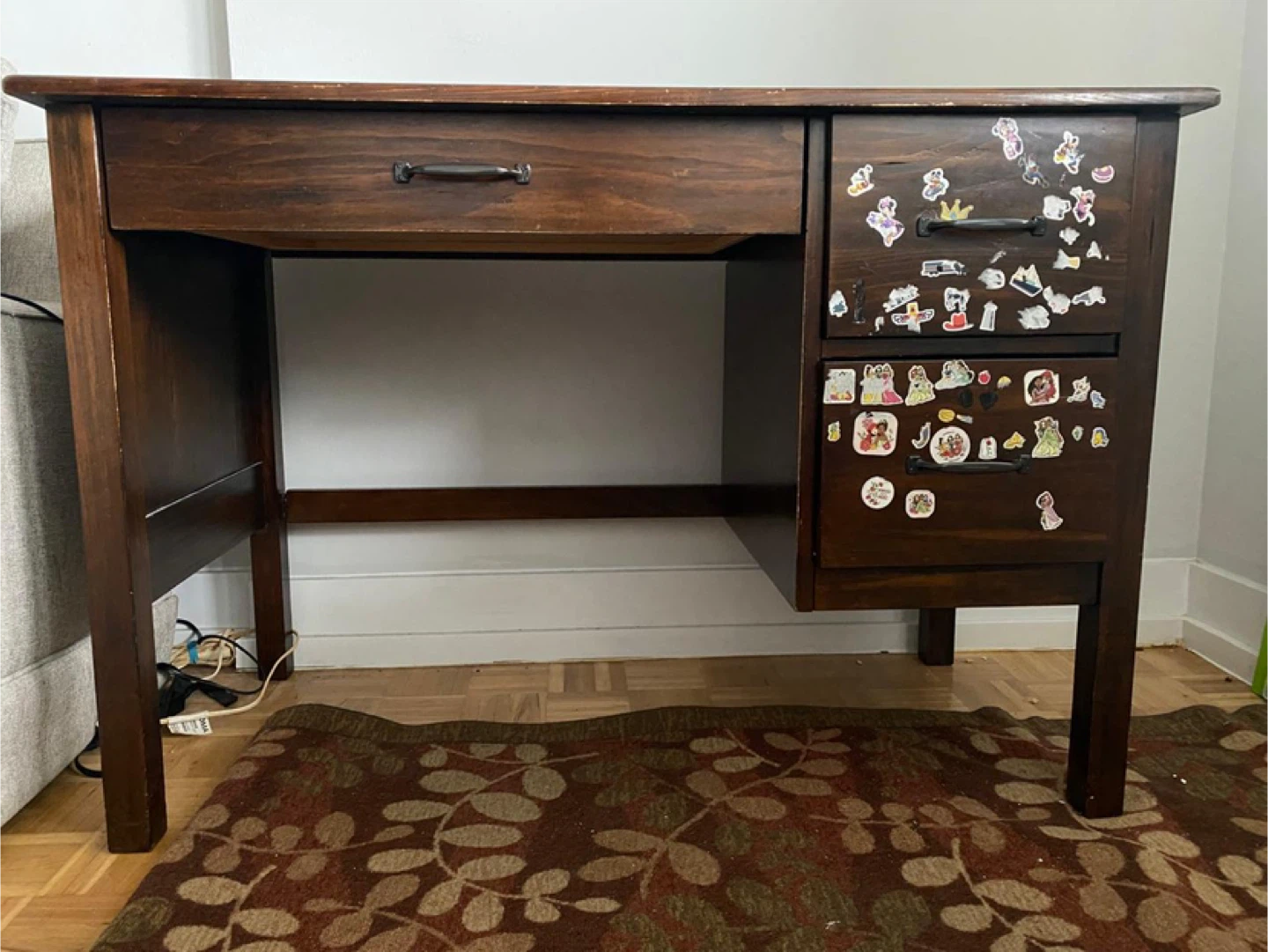 Dark Wood Desk with Drawers- office table