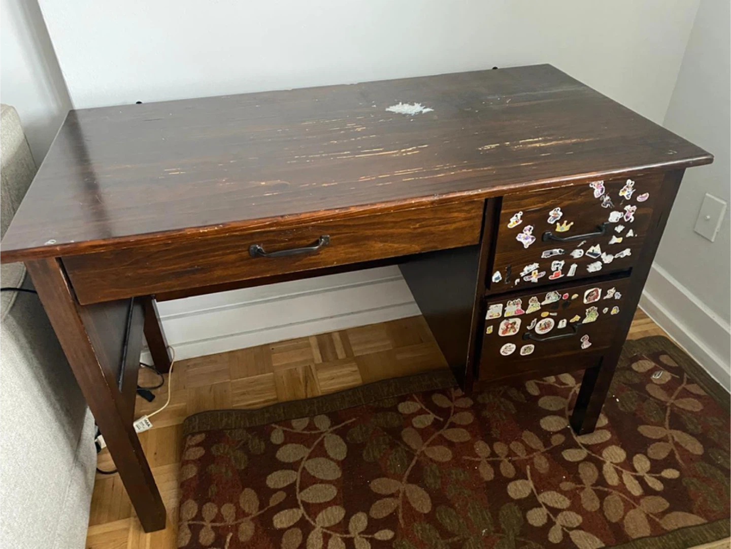 Dark Wood Desk with Drawers- office table - photo 4