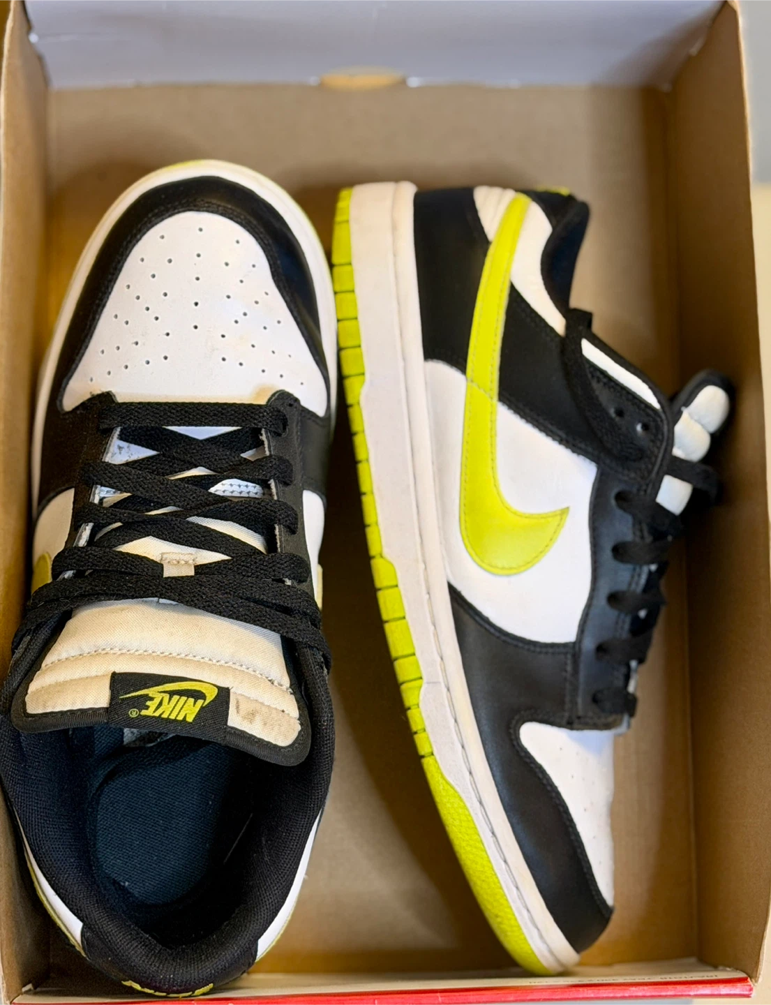 Nike Dunk Low White Black Volt Sneakers