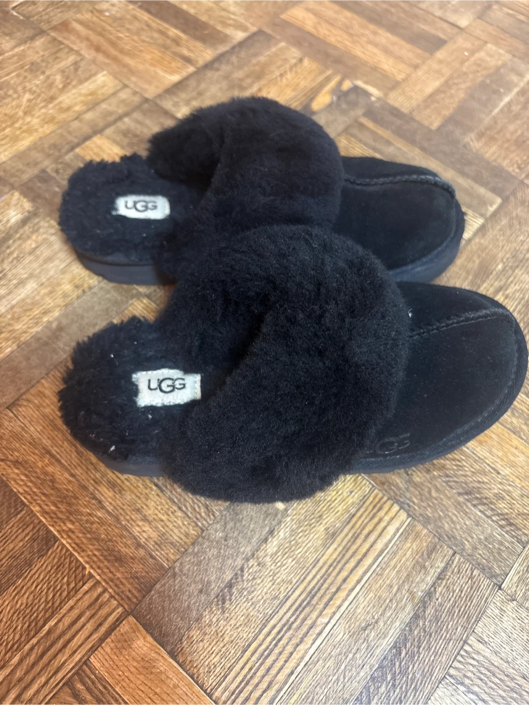 UGG Black Sheepskin Slippers Size 1 Toddler