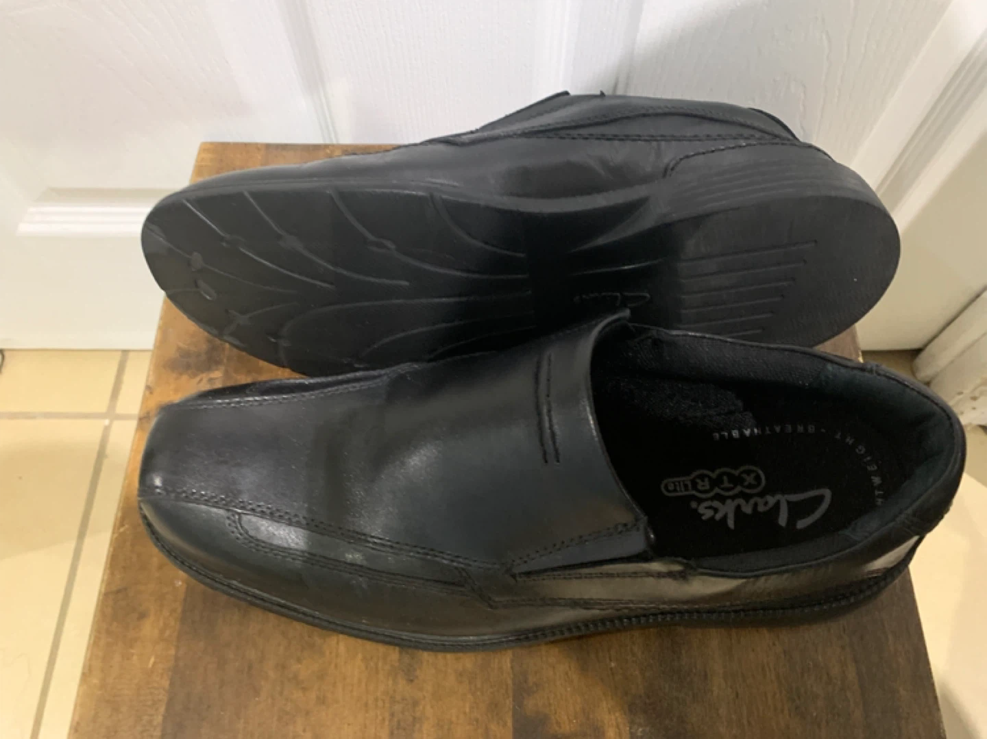 Clarks Men's Black Leather Slip-On Shoes Size 14 - photo 3