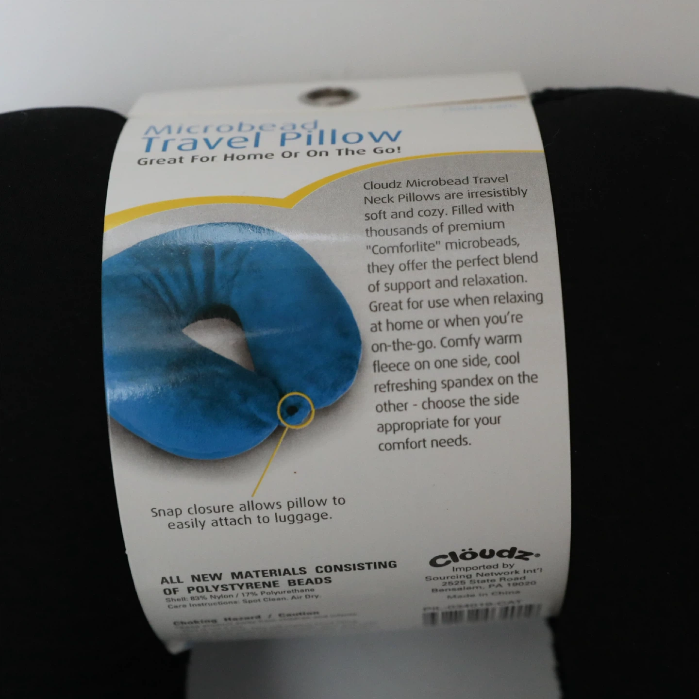 Cloudz microbead neck travel pillow black soft - photo 5